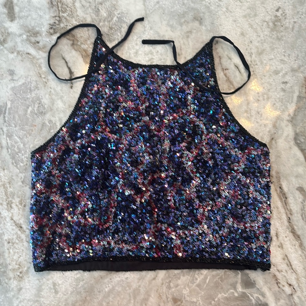 Emma Black Sequin Top